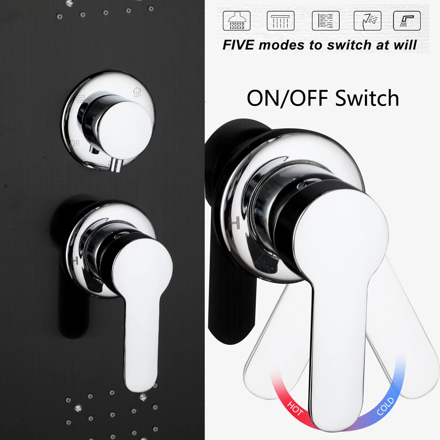 ZAPPO Shower Panel Tower System with LED Rainfall Waterfall Head LED Full Body Jets System Handheld Shower Column w/Tub Spout