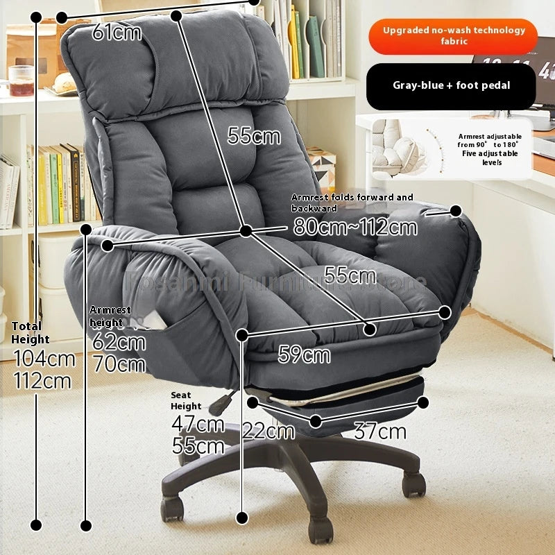High-Back Gaming Recliner Chair Home Office Comfort Soft Desk Chair Ergonomic Wide Seat Computer Chairs with Adjustable Armrests