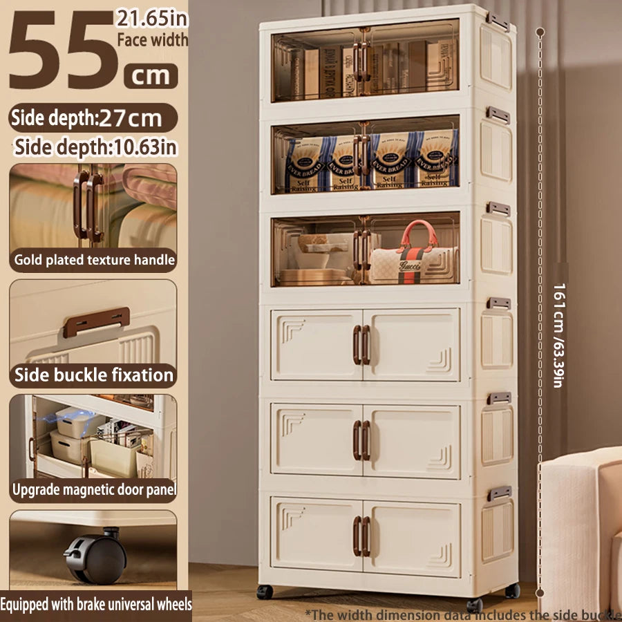 45/55/65cm Length Multifunction Storage Cabinet Large Capacity Foldable Easy-to-Install Storage Box Dustproof Wardrobe