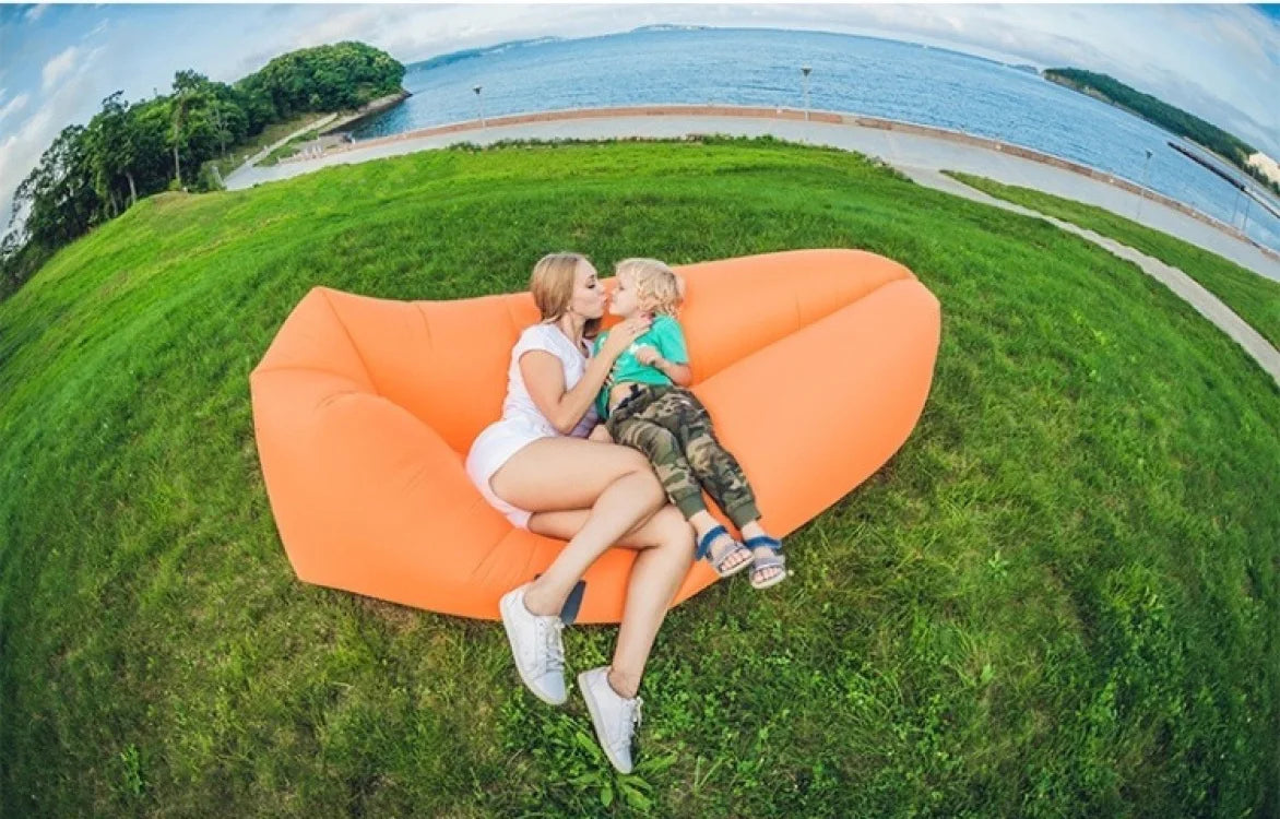 Portable Folding Inflatable Sofa  Outdoor Single Lazy Sofa Bed Fast Inflatable Seatings  Air Sofa Beach Party Camping Use