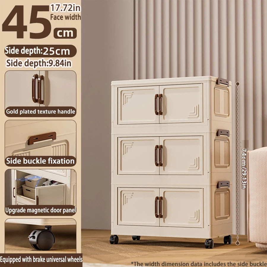 45/55/65cm Length Multifunction Folding Storage Cabinet Dustproof Wardrobe Large Capacity Sundries Cabinet