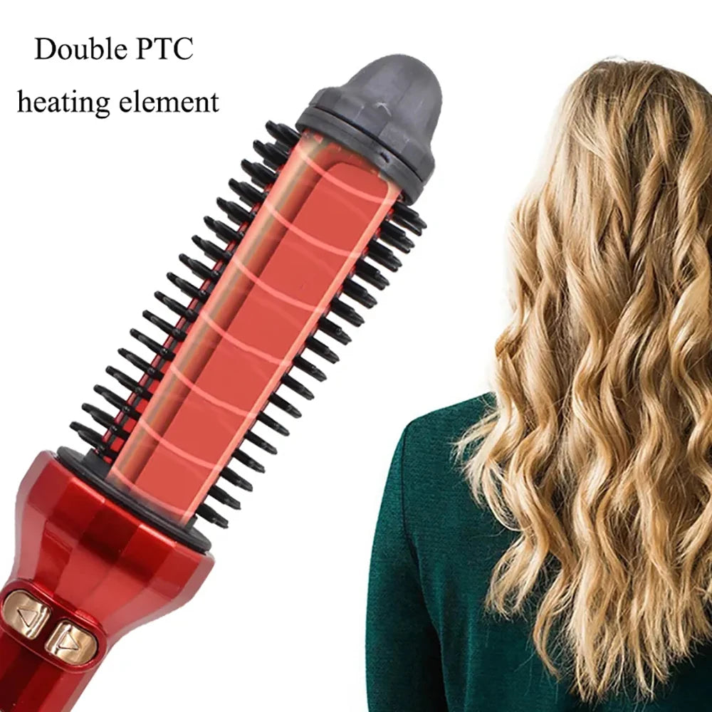 Automatic Rotating Electric Hair Brushes 2 in 1 Straightening and Curling Ionic Hot Comb Ceramics Fast Heating Anti -scalding