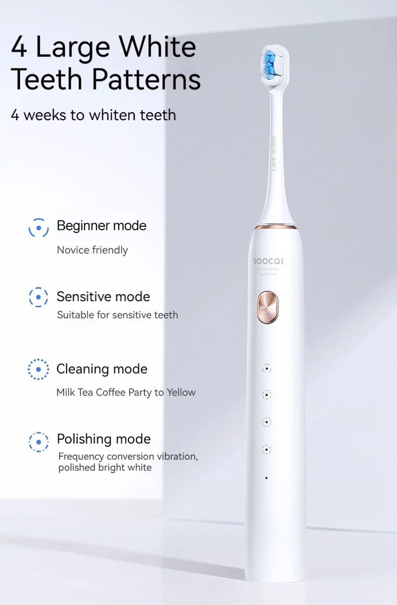 SOOCAS X3S Ultrasonic Electric Toothbrush IPX7 Waterproof Adult X3U Upgrade Smart Sonic Tooth Brush Upgraded USB Fast Chargeable