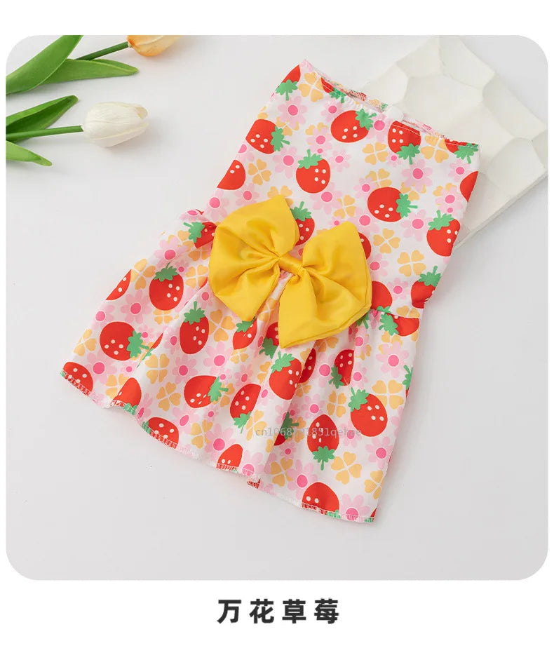 Small Dog Flower Princess Dress Kitty Teddy New Pet Clothes Cute Dog Skirt Summer Thin Pet Accessories Chihuahua Apparel