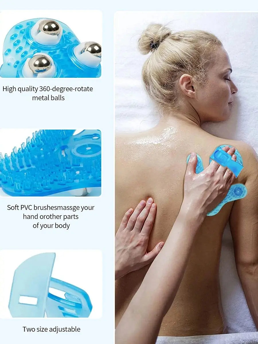 Handheld Massage Ball for Muscle Back Neck Joint Foot Shoulder Leg Pain Relief - Palm Shaped Massage Tool with Roller Balls