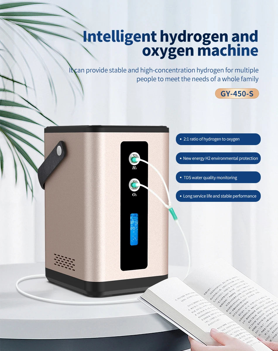 Portable Hydrogen Generator H2 Inhalation Machine 450ML Home Use Hydrogen Water Maker Hydrogen Molecule Wellness Free Backpack