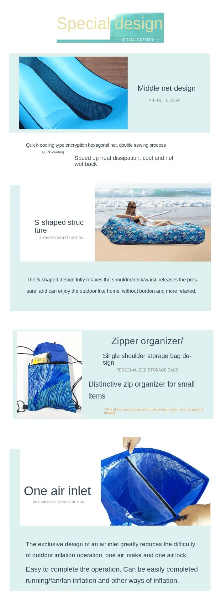 Outdoor Inflatable Sofa Boat, Amphibious Portable Lazy Inflatable Bed, Camping Music Festival Mattress Cushion, Leisure Vacation