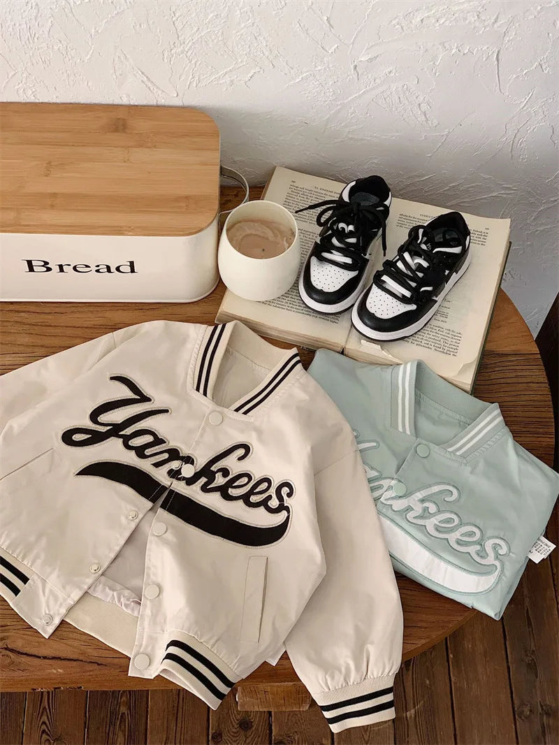 Children's Jackets 2025 Spring Boys Girls Baseball Coats New Kids Embroidered Letters Cardigan Autumn Fashion Outerwear Clothing