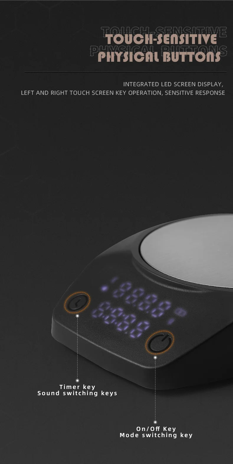 MUVNA Mini Electronic Scale Espresso LED Weighing 0.1g High Precision Measures Portable Coffee Scale With Powder Receiving Cup