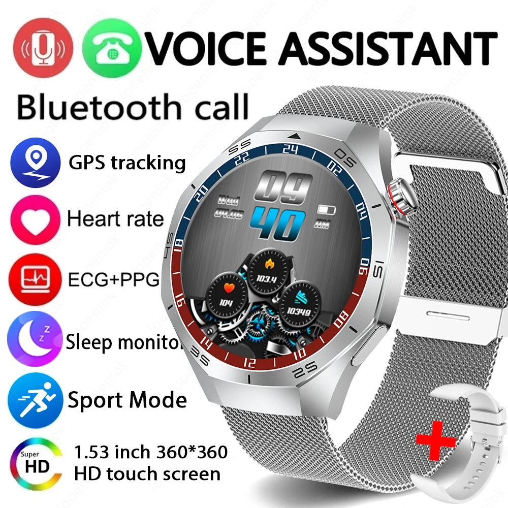 2025 New GT5 Pro GPS Track Smart Watch Men 360*360 AMOLED Screen NFC BT Call Waterproof Health Monitor Man Smartwatches IOS
