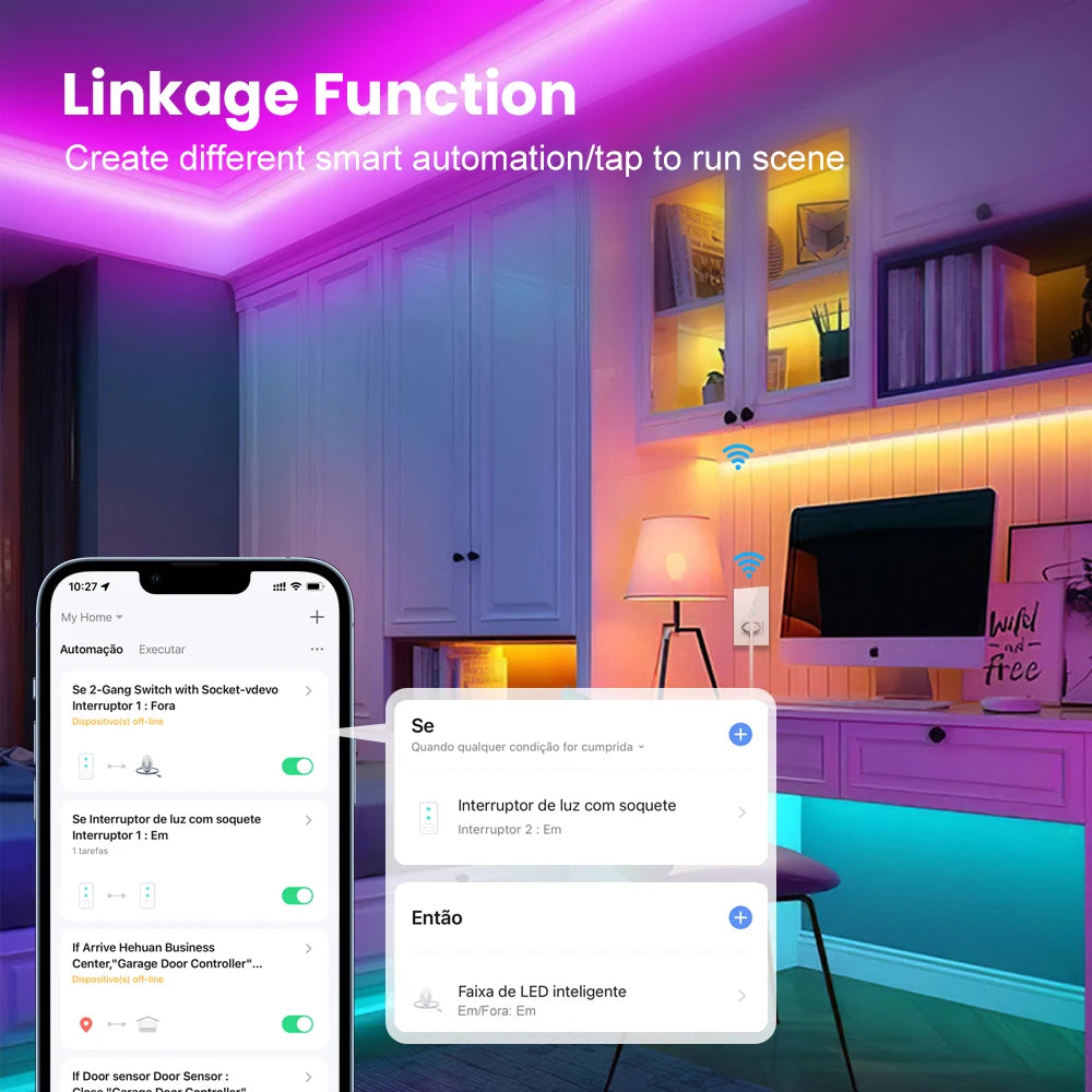 AVATTO WiFi Smart Wall Switch & Socket Brazil Standard 4X2 Glass Panel 1/2 Buttons Light Switch Tuya APP，For Alexa Google Home