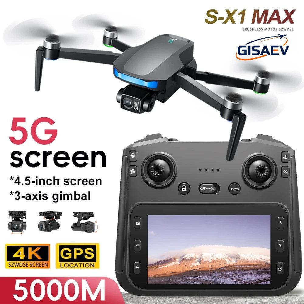 S-X1 MAX GPS Drone 4K Professional HD Camera 3-Axis Gimbal Aerial photography Brushless Screen 5G WIFI FPV Dron RC Quadcopter