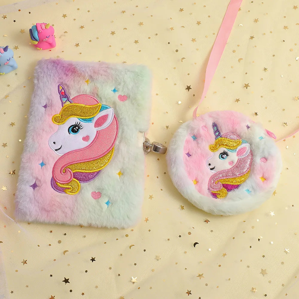 Small Cartoon Unicorn Coin Bag for Toddler Cute Animal Unicorn Eraser Pencil Hair Clip Shoulder Bag Portable Travel Storage Bag