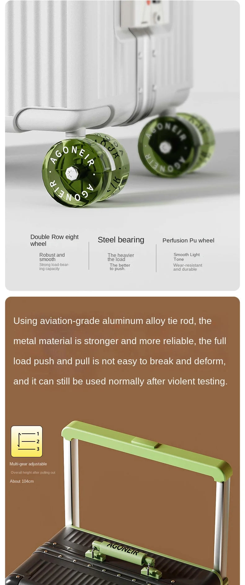 20"24 Inch Wide Handle Travel Suitcase Aluminum frame Carry-on Luggage Trolley Case with Wheels Boarding Box Rolling Luggage Bag