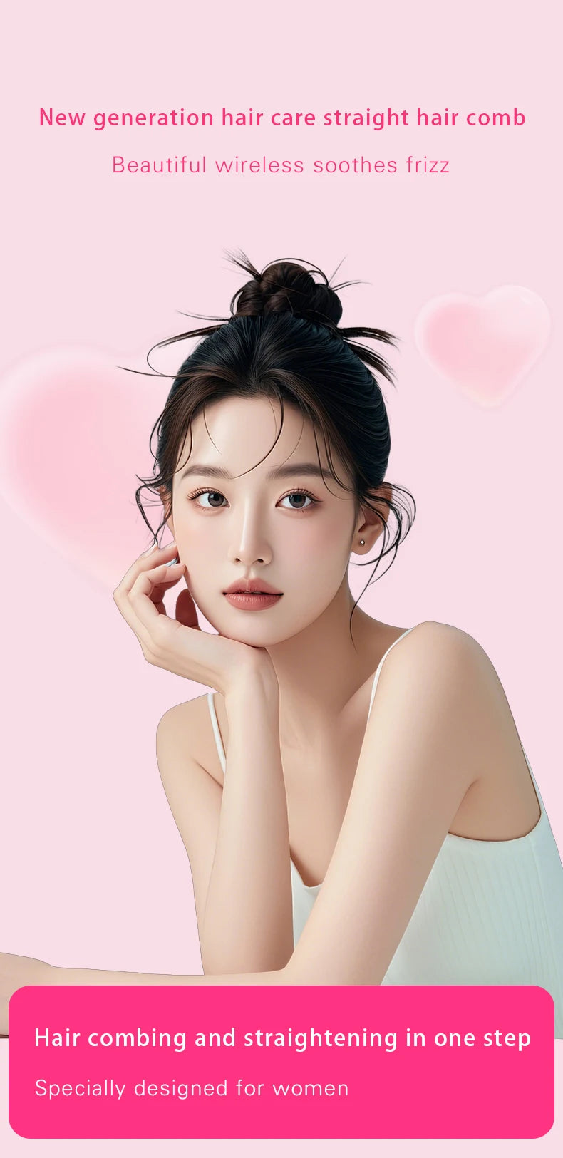 Negative Ion Hair Straightening Brush,360° Flexible Teeth,Fast Heat with 3 Adjustable Temperatures,Safe Anti-Scald Protection