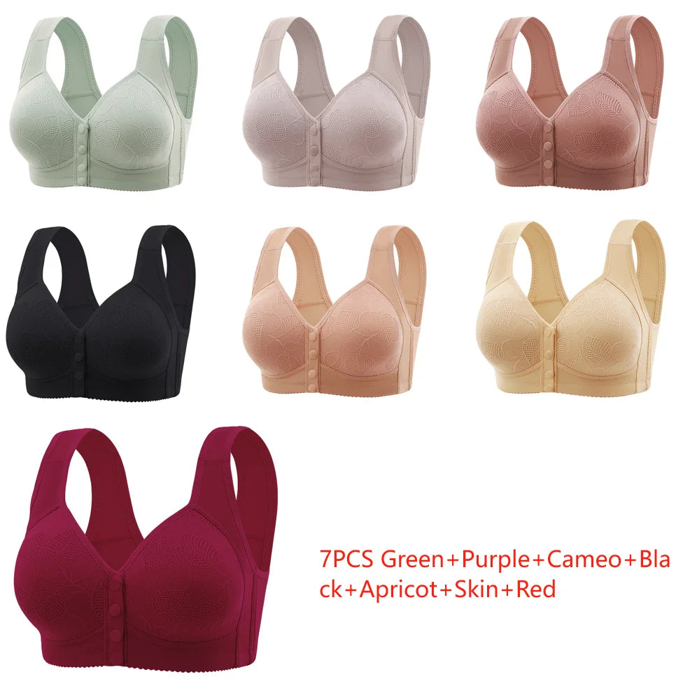 New Pregnant Women's Front Open Button Breastfeeding Bra Women's Large Steel Ring Free Bra Traceless Thin Comfortable Bra