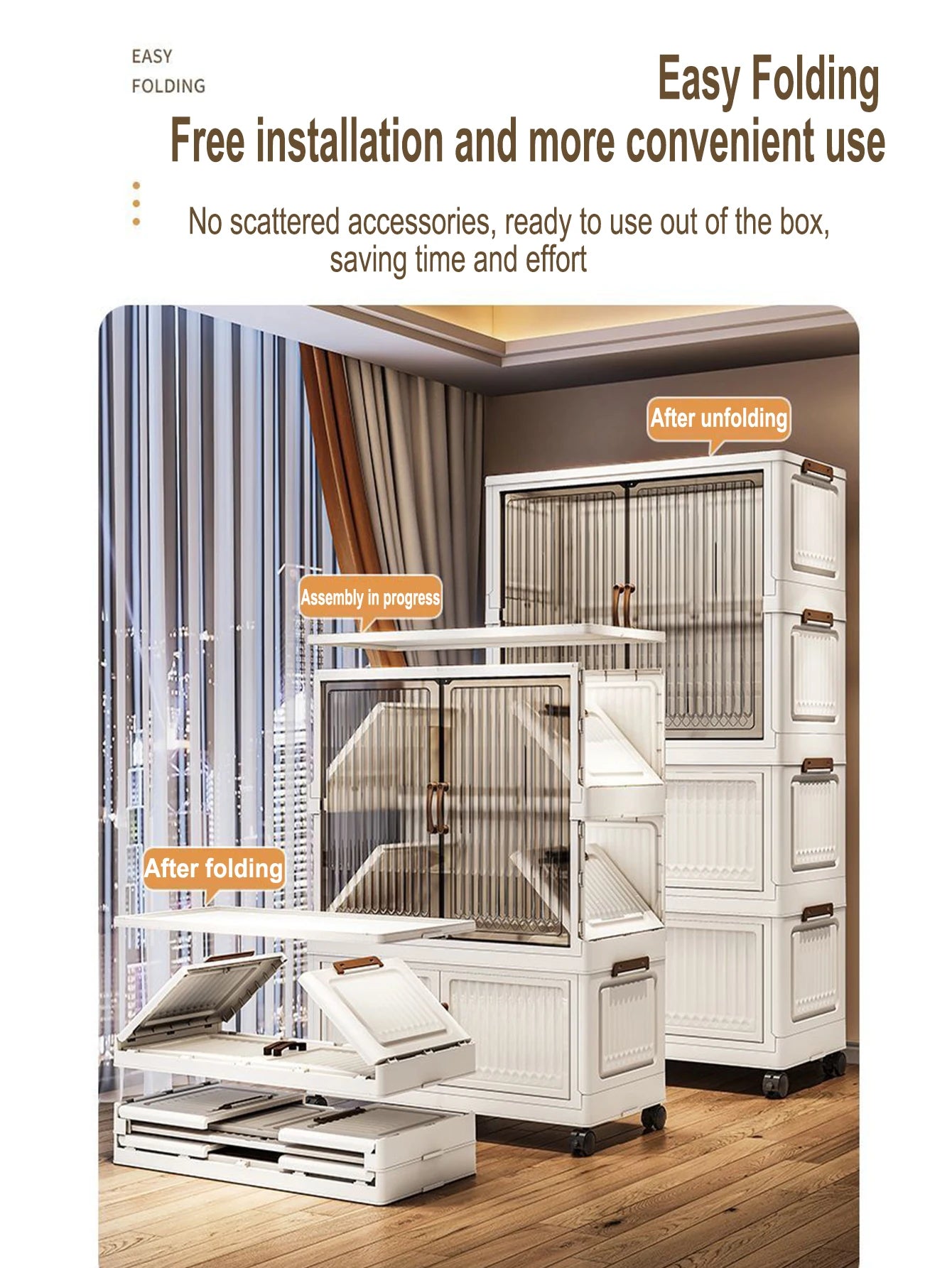 70/80cm Length Multifunction Folding Locker Large Capacity Dustproof Wardrobe Sundries Cabinet Closet Organizer