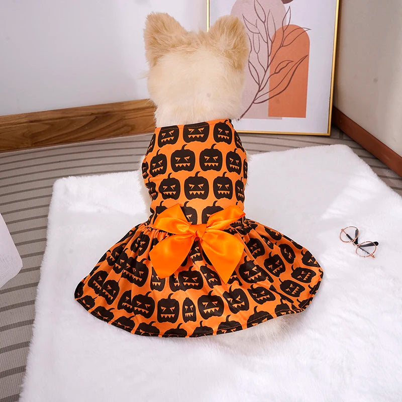 Pumpkin Pet Skirt for Small to Medium Dogs Teddy Bichon Poodle Dog Clothes Popular Style Pet Apparel for Halloween
