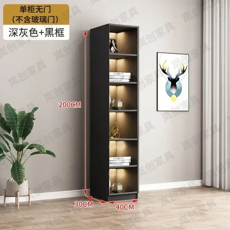 Modern Dust-Proof Bookcase with Glass Door Display Cabinet Modern Luxury Customized Home Living Room Integrated Bookshelf