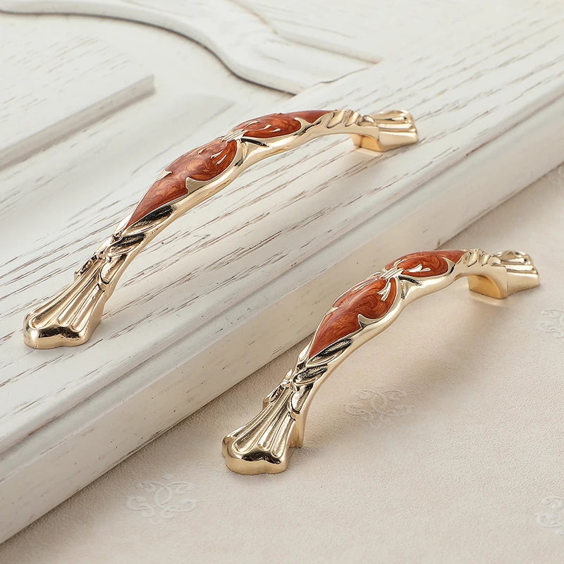 YM Red Amber Cabinet Handles Drawer Knobs for Kitchen Dressers Closets Wardrobe - Furniture Storage Door Pulls