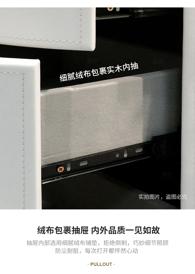 Storage Modern Nightstand Aesthetic Luxury Simple Leather Bedside Table Italian Trendy Muebles Para Cuarto Bedroom Furniture