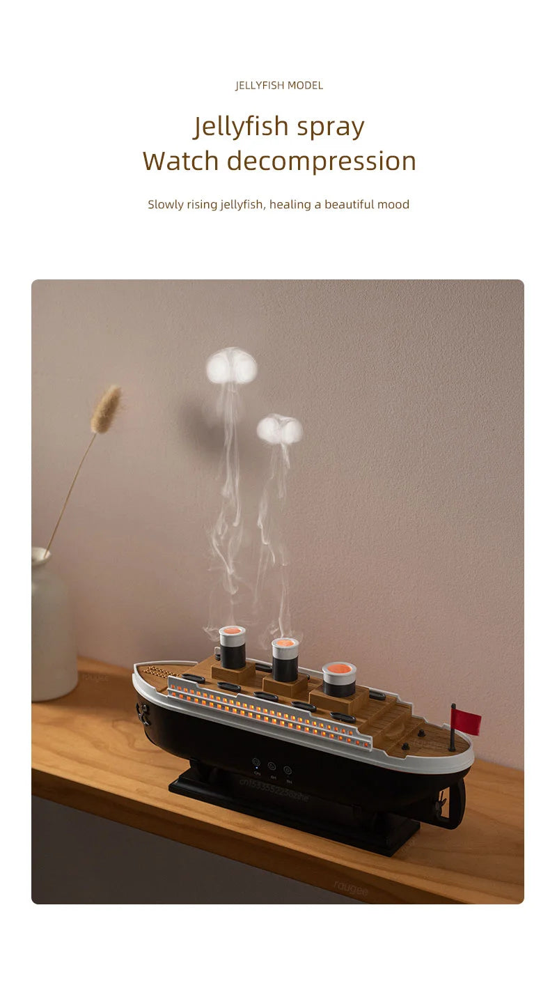 Titanic Ship Model Air Humidifier Essential Oil Diffuser Jellyfish Smoke Ring Fragrance Aroma Humidifier With Remote Control