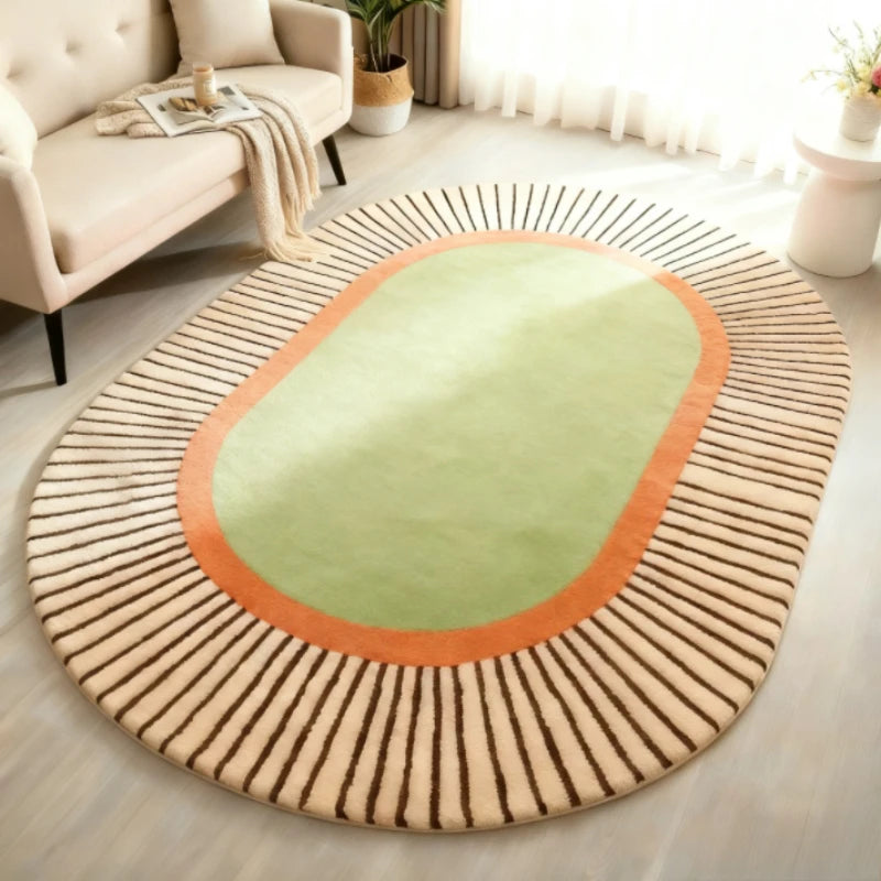 Modern Style Bedroom Decor Line Carpet Anti-slip Carpets for Living Room Thick Plush Lounge Oval Floor Mat Fluffy Soft Study Rug