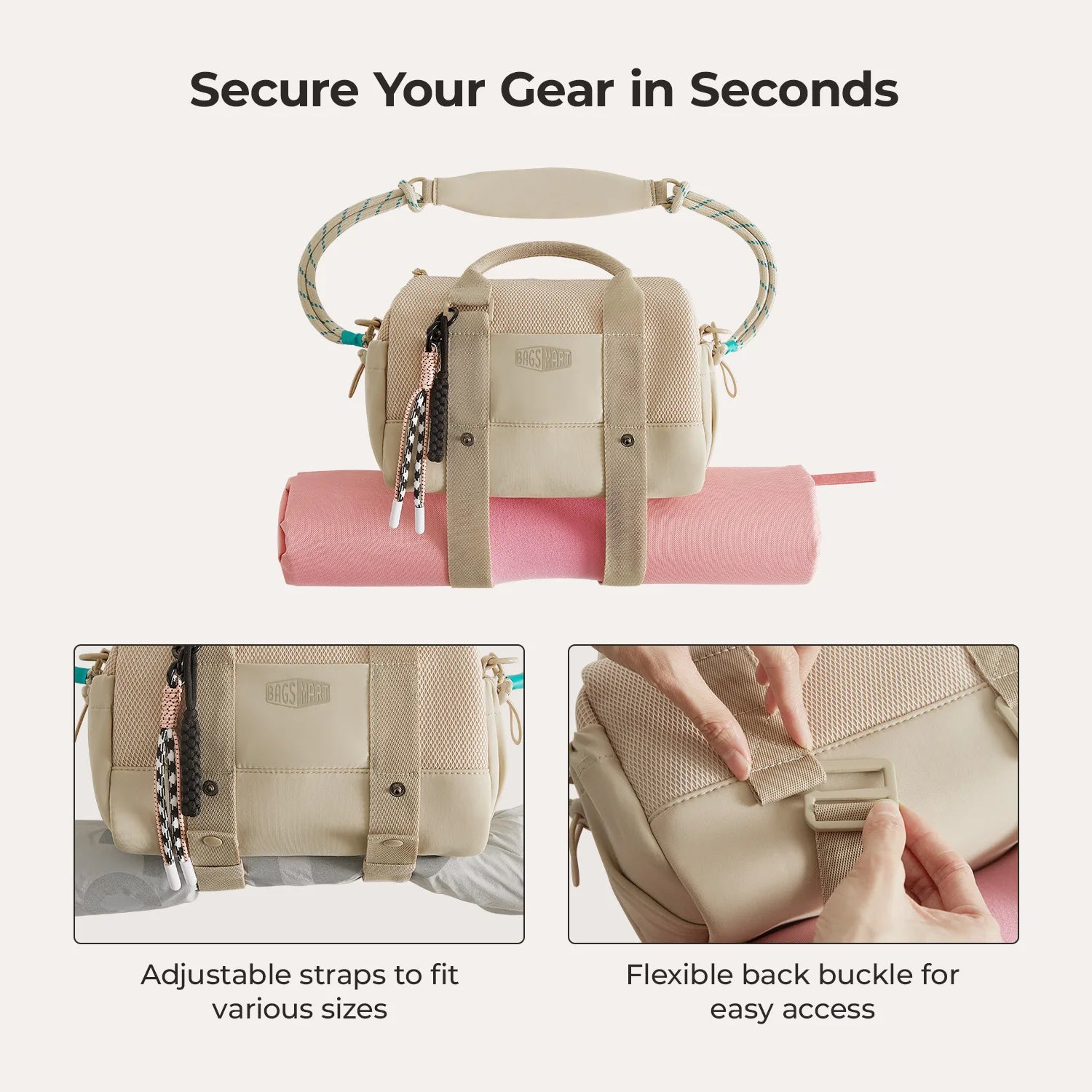 BAGSMART Boston Bag for Women Mini Duffel Shoulder Crossbody Bag Waterproof with Wet Pocket Gym Travel Daily Beach Weekender