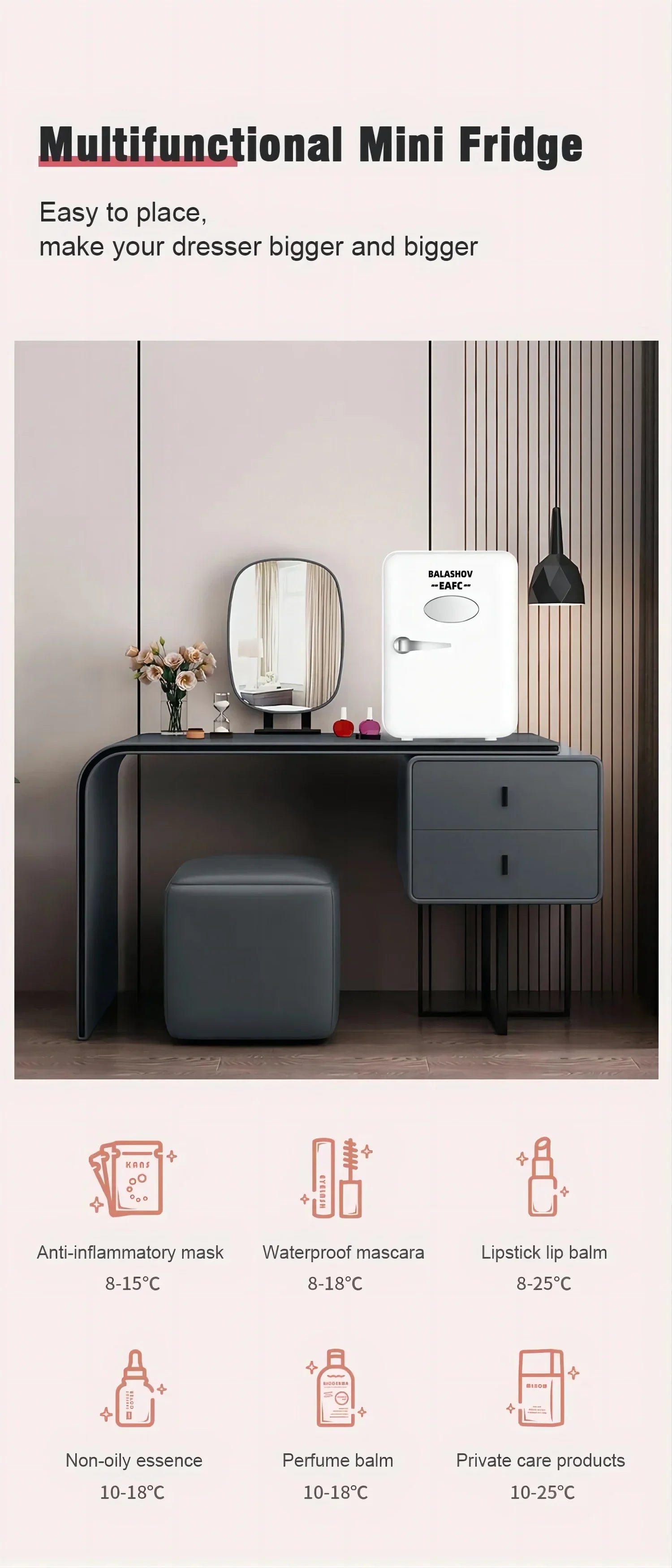 12V/110V/220V Mini Multifunction Refrigerator Cosmetics Mask Beverage Makeup Dormitory Freshness for Car Home