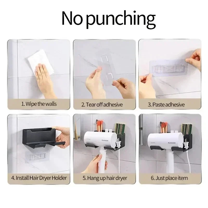 Hair Dryer Holder Wall Dryer Cradle Straightener Stand Hairdryer Organizer Box Toilet Blower Holder Shelf Bathroom Accessories