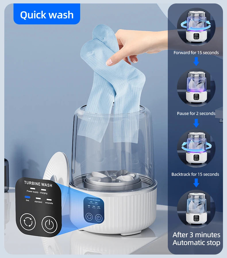 Mini Portable Wireless Washing Machine for Cup Underwear Socks Household Travel Underwear Special Charging Washing Machine