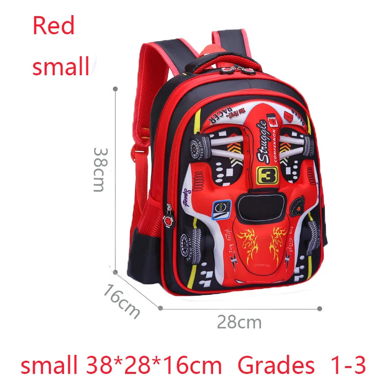 Waterproof Lightweight 3D Car Backpack Kindergarten Kid Preschool Backpack Young Children Boy Girl SchoolBag Primary Red Blue