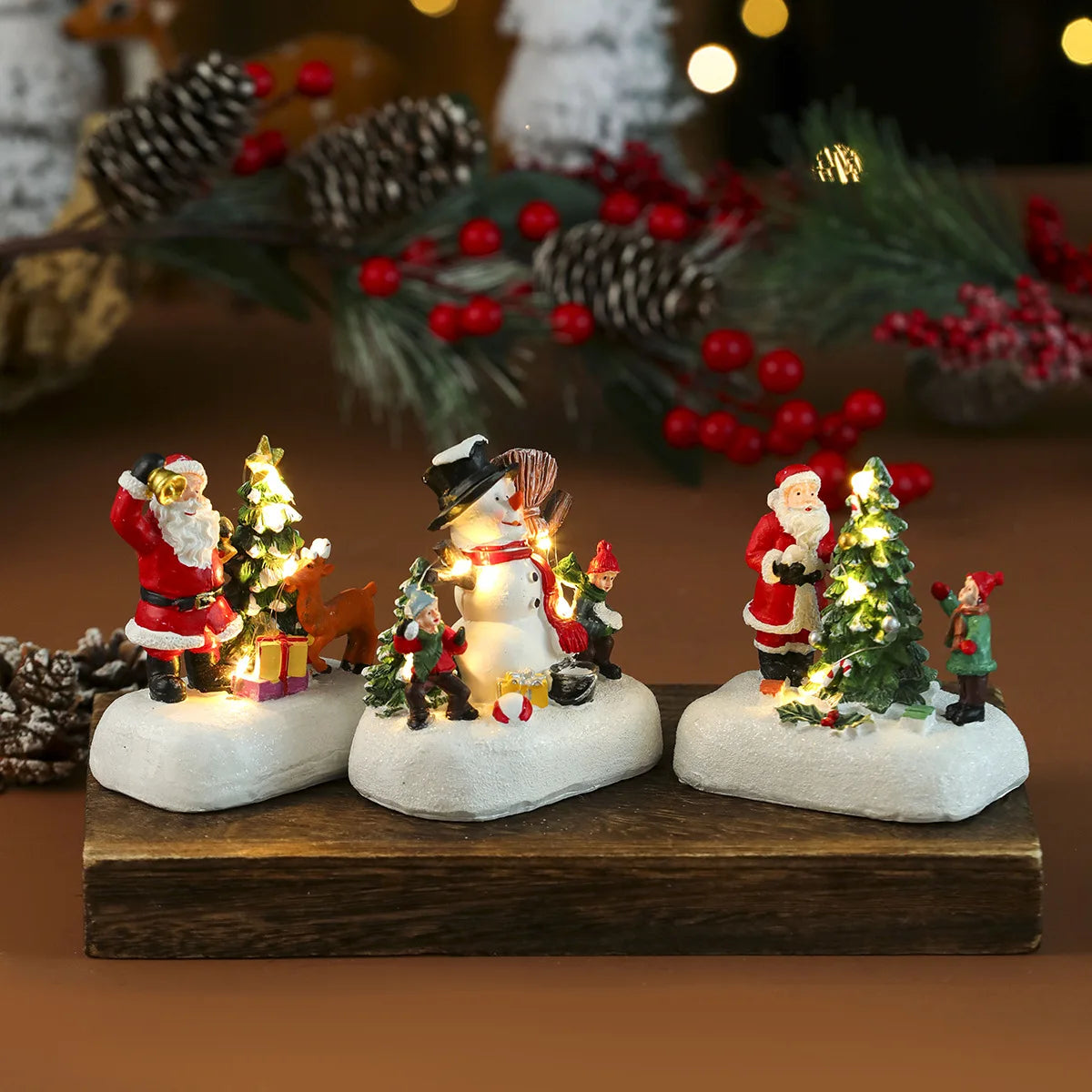 Xmas Decorations Christmas Gifts Light Up Santa Claus Elk Christmas Tree Desktop Decorations New Year Family Atmosphere Decor