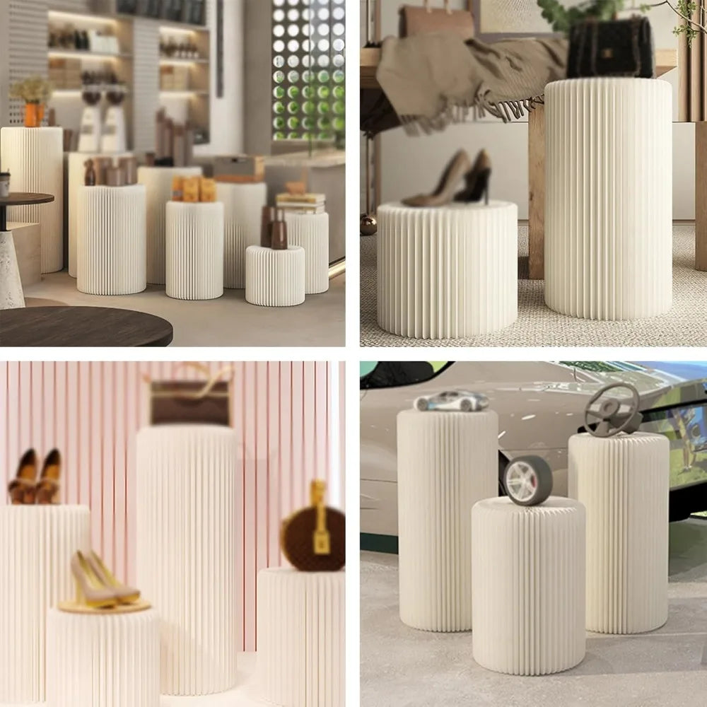 Sturdy Cardboard Column with Clear Acrylic Plate Reusable Cylinder Stands for Party,Cake Stand Pillar for Birthday Dessert Cake