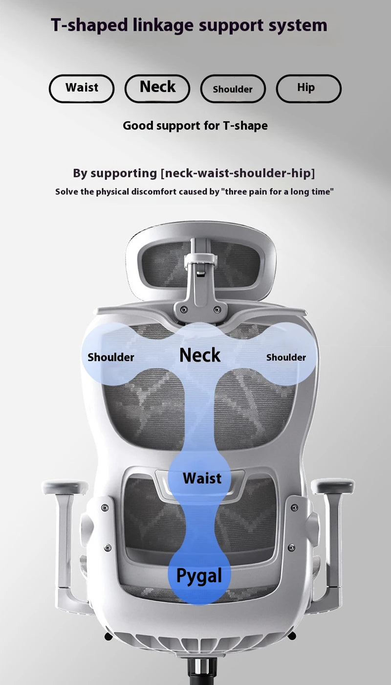 Ergonomic Office Chair High Back Computer Desk Chair 6D Adjustable Headrest And Lumbar Support Mesh Swivel Reclining Gaming Seat