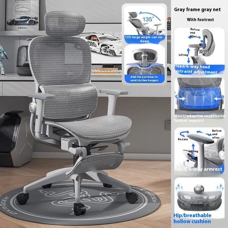 Ergonomic Office Chair High Back Computer Desk Chair 6D Adjustable Headrest And Lumbar Support Mesh Swivel Reclining Gaming Seat