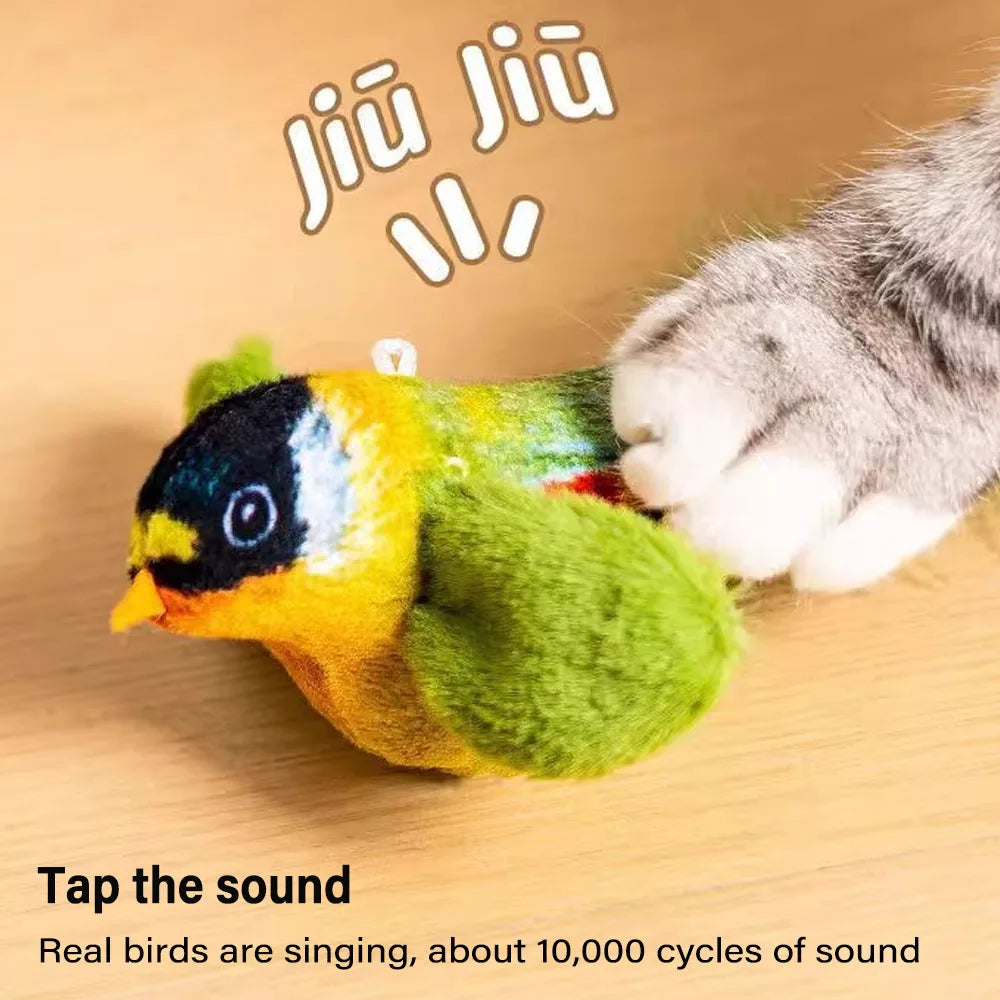 Indoor Interactive Birds Toy for Cat Chasing Teasing Toy Sounding Catnip Cat Teaser Toy Self-hilarity Wall Hanging Birds Cat Toy