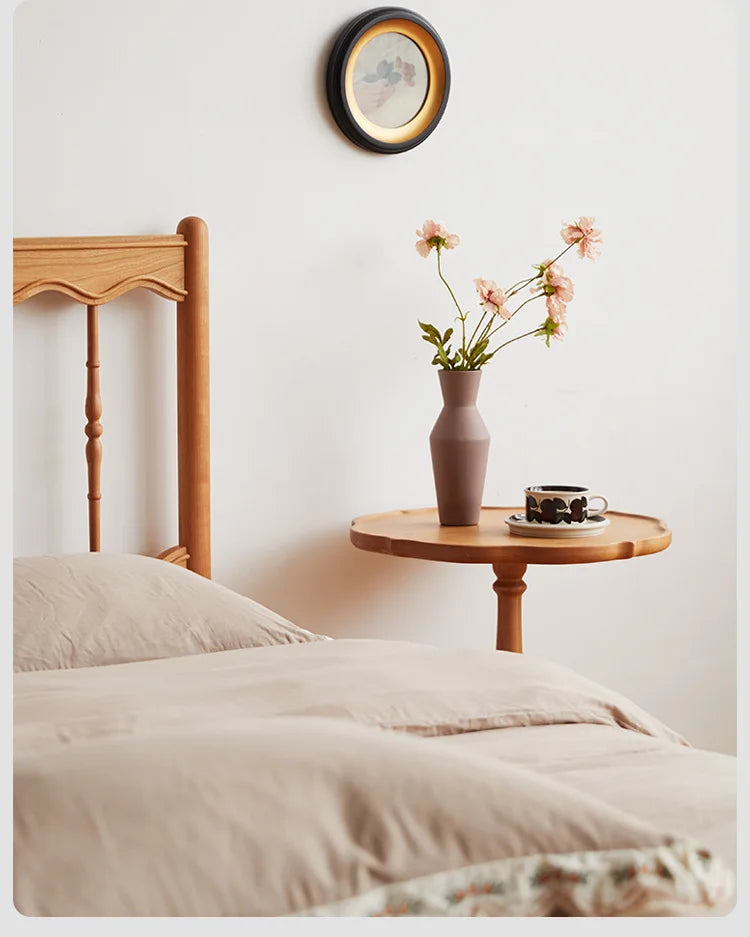 JOYLIVE Clarity Side Japanese Cherry Wood Side A Few Small Apartment Living Room Furniture Sofa Side Shelf Round Small Table New