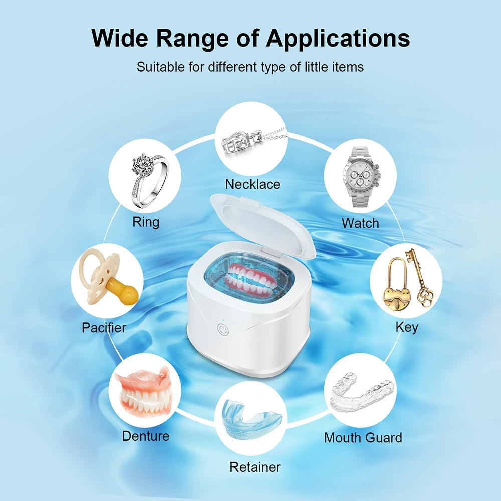 KUNPHY 46kHz Ultrasonic Cleaner Mini Portable Washing Machine Timer Ultrasound Bath Sonic Cleaning Devices for Dentures Aligner