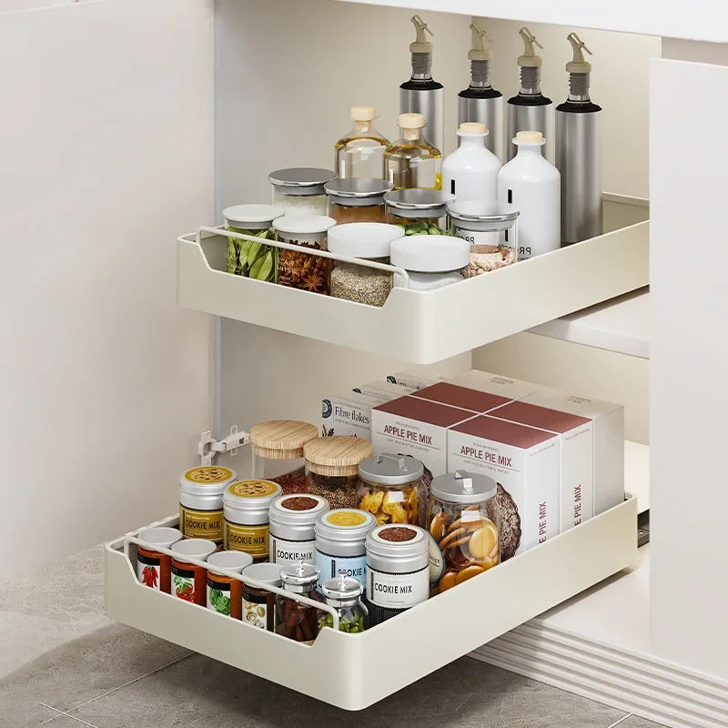 Pull Out Spice Rack Organizer with Smooth Slide Rails No Tools Required Kitchen Cabinet Storage Drawer for Maximum Space