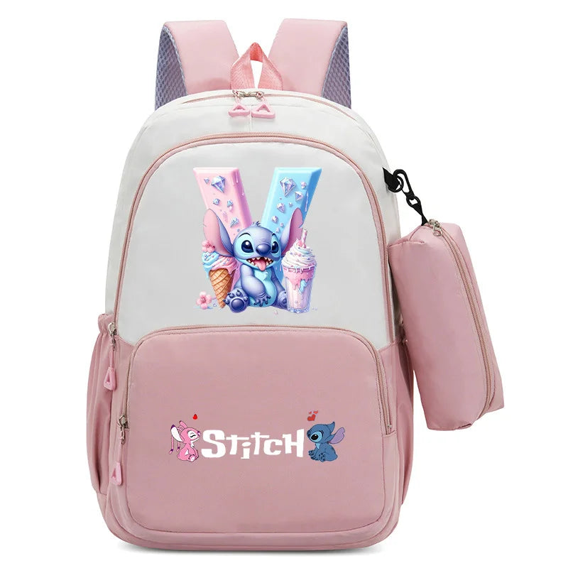 Stitch Disney Girls Schoolbag with Pencil Bags Women Travel Bag New Backpacks for Student Children Large Capacity Bookbag Gifts
