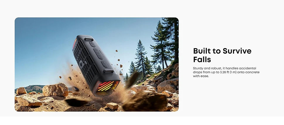 Soundcore Boom 3i by Anker Rugged Outdoor Speakers IP68 Waterproof Floating Playback Saltwater-Resistant BassUp 2.0 16H Playtime