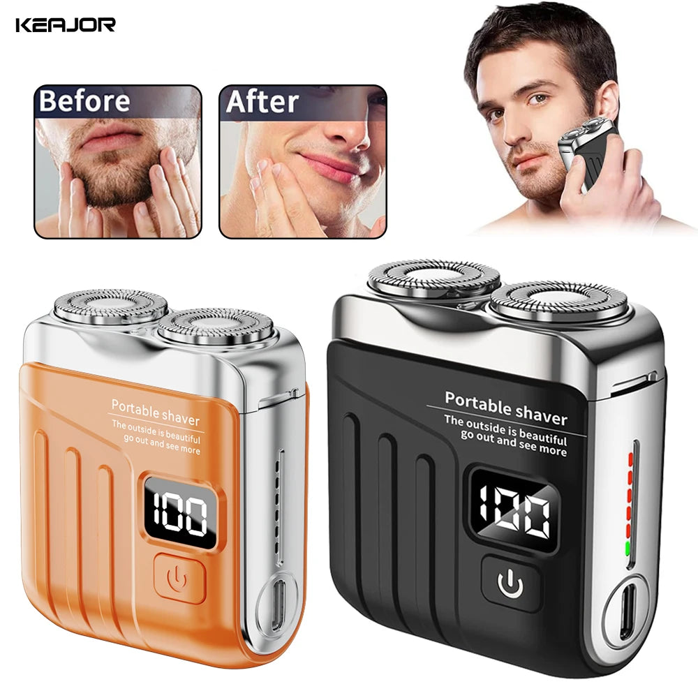 Electric Shaver Men Beard Trimmer Wet Dry Use Dual Blades Razor USB Rechargeable Mini Portable Face Beard Shaver For Home Travel