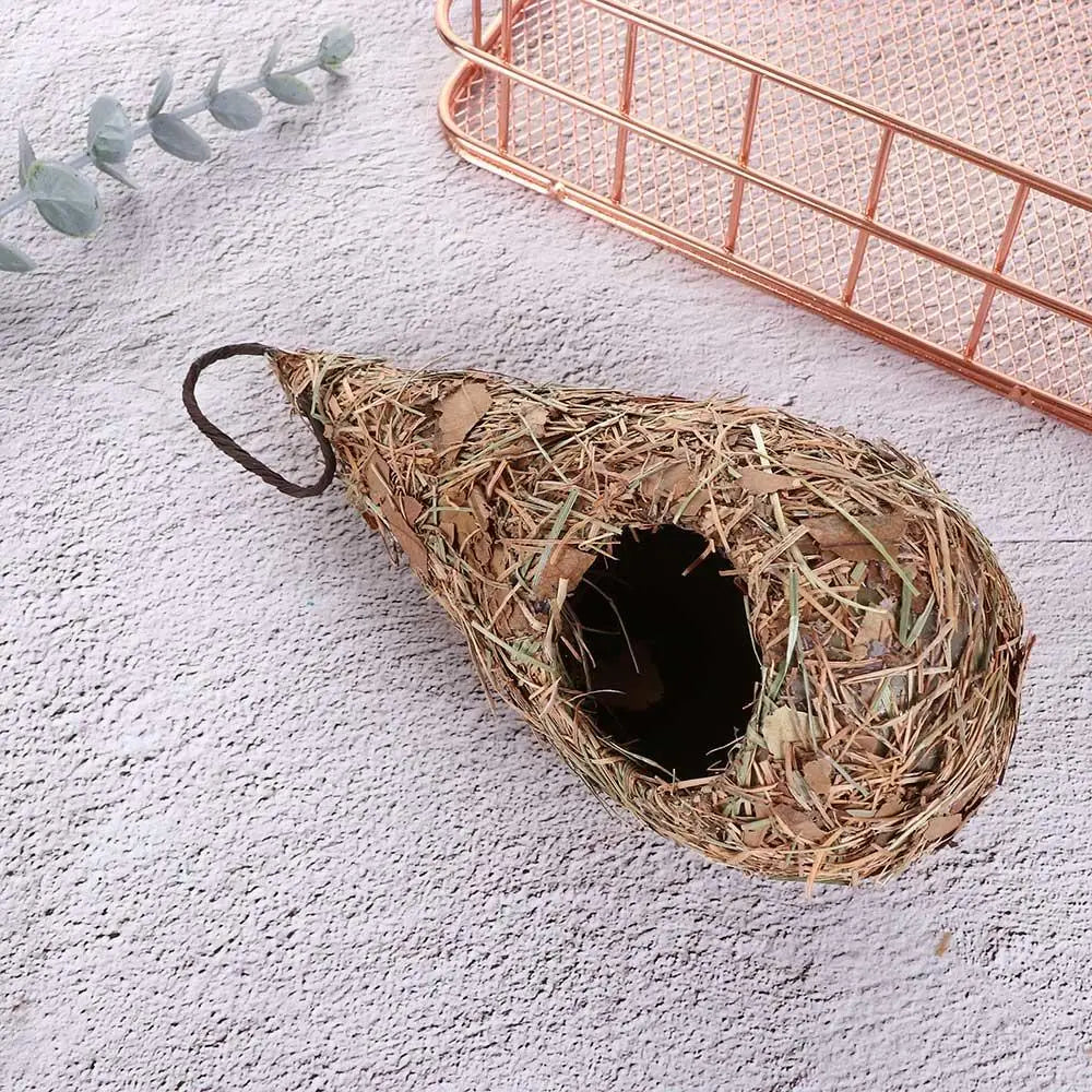 1/2PCS Bird House Natural Grass Hummingbird Bird Nest Fiber Hand-Woven Roosting Nest Bird Hut for Yard Decoration