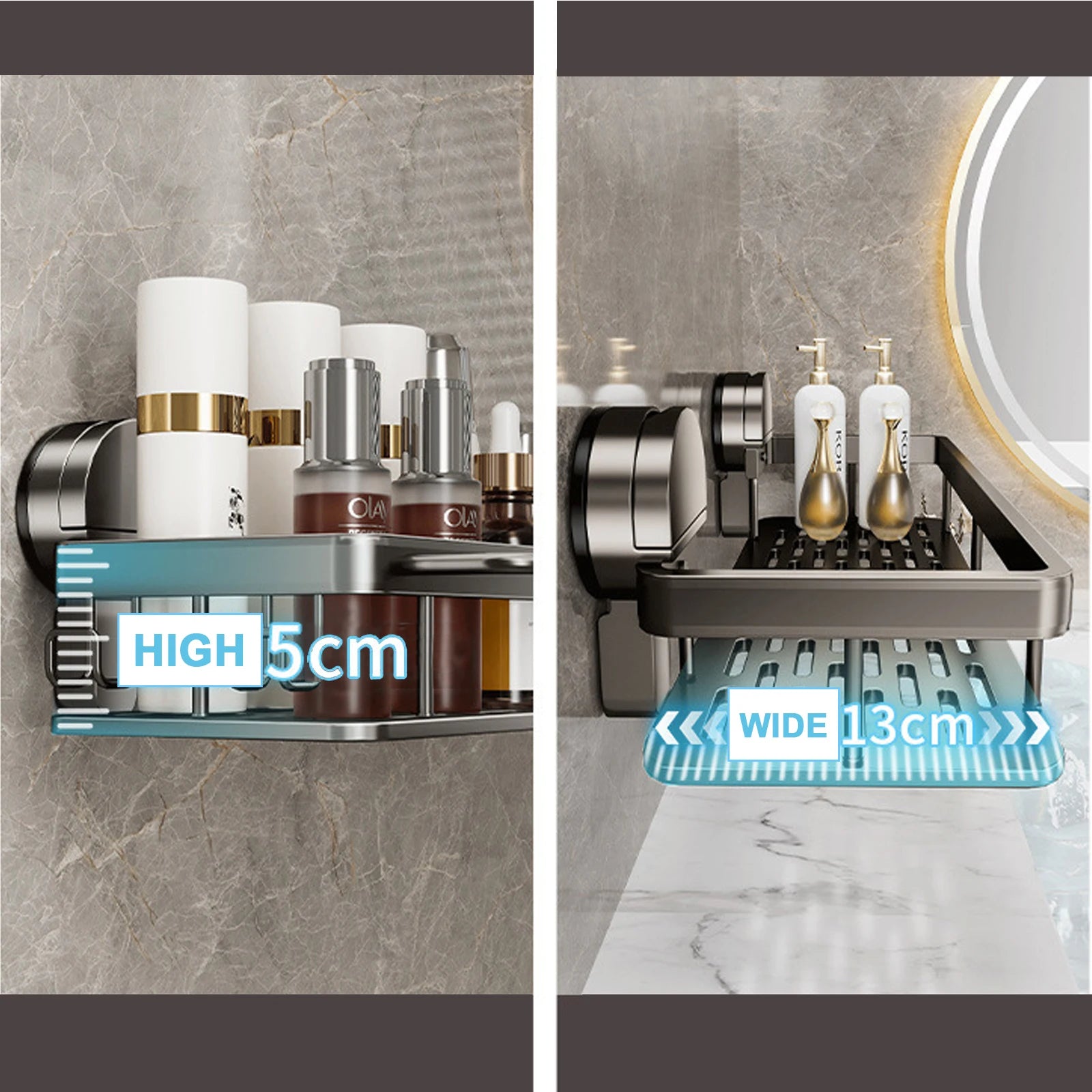 Bathroom Suction Cup Storage Rack Without Drilling Kitchen Toilet Shower Room Shampoo Holder Wall Mount Organizer Bathroom Shelf