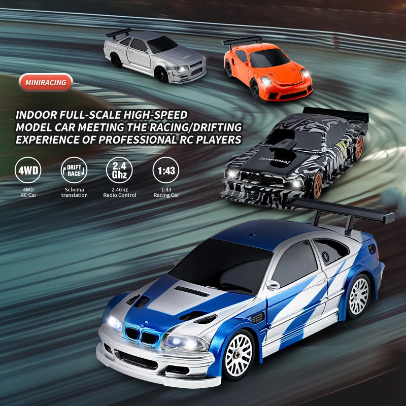 Upgraded Gyro 1/43 RC Drifting Car Racing RTR 4WD High Speed Radio Control Model 2.4G Drift Race Vehicle Mini Gifts