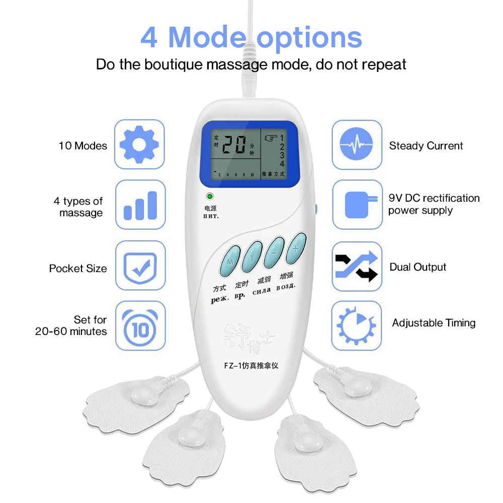 TENS Electric Muscle Stimulator Physiotherapy Frequency EMS Acupuncture Physiotherapy Body Massager Relaxation Pain Relief