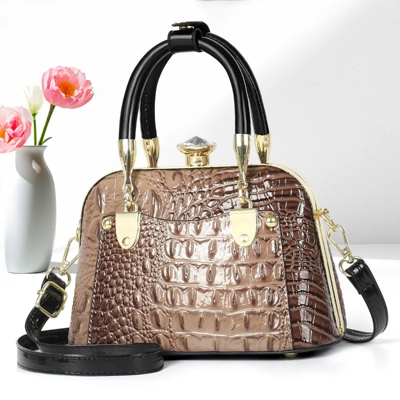 2025 New Luxury Handbags Women Bags Designer Crocodile Pattern Ladies Boston Shoulder Bag High Quality Womens Casual Tote Bag