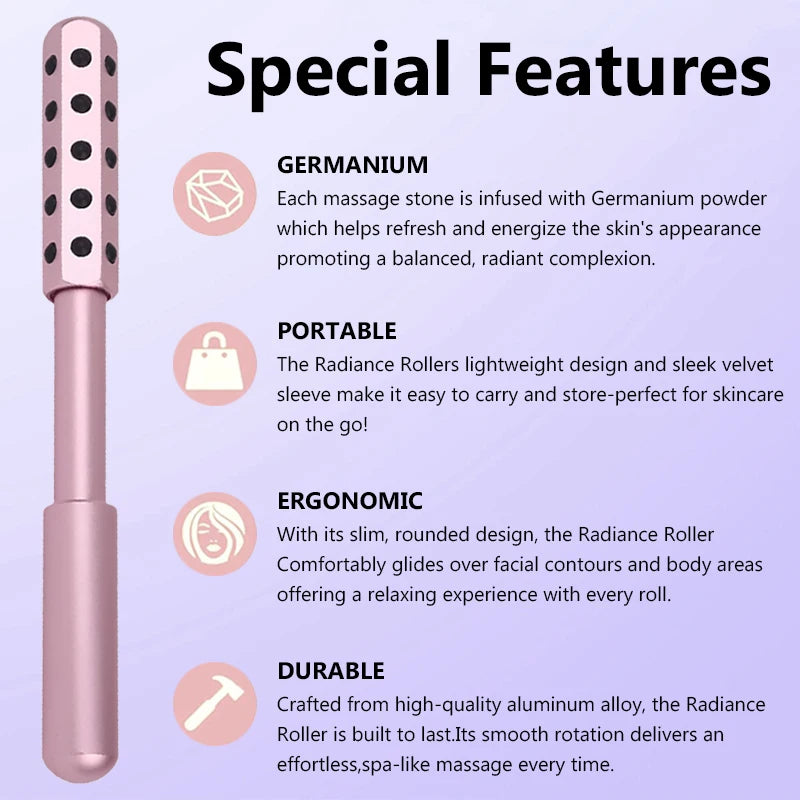 24 Germanium Face Massage Beauty Acupoint Roller Stick Wholesale Beauty Roller Tool Face Gua Sha Massager Women Skin Care Beauty