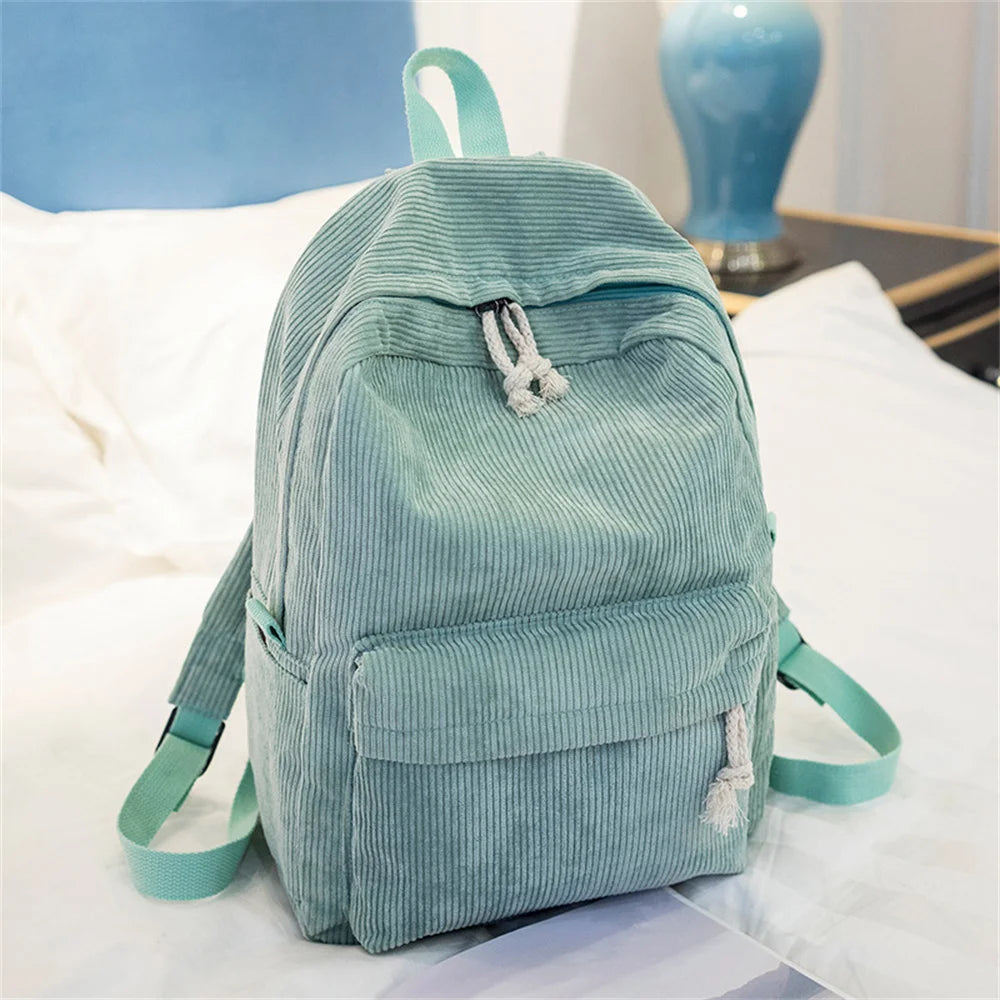 Large Capacity Corduroy Schoolbag Custom Name Solid Color Campus Bag Personalized Travel Simple Corduroy Backpack Unique Gifts